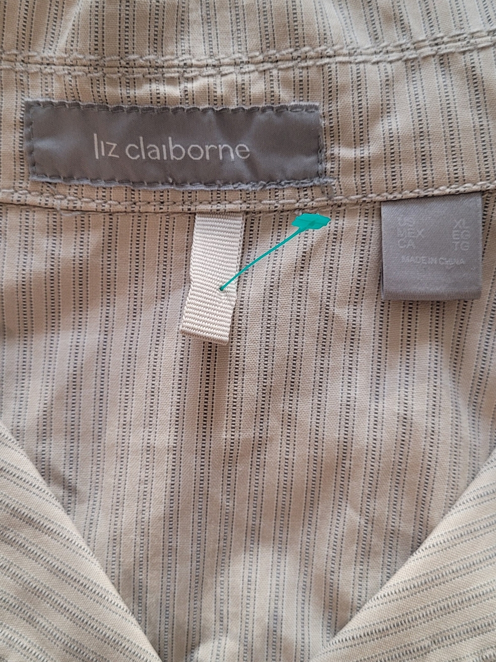 Liz Claiborne Beige Striped Tie-Waist Trench Jacket XL - Picture 4 of 5